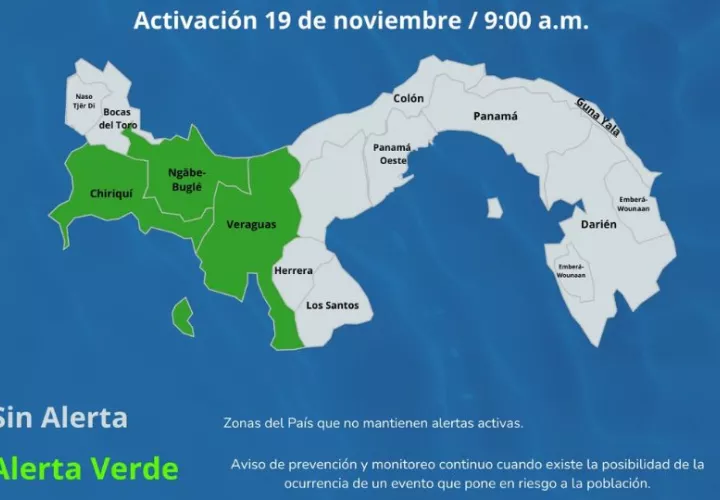 Mapa de alertas del Sinaproc. Foto: Cortesía