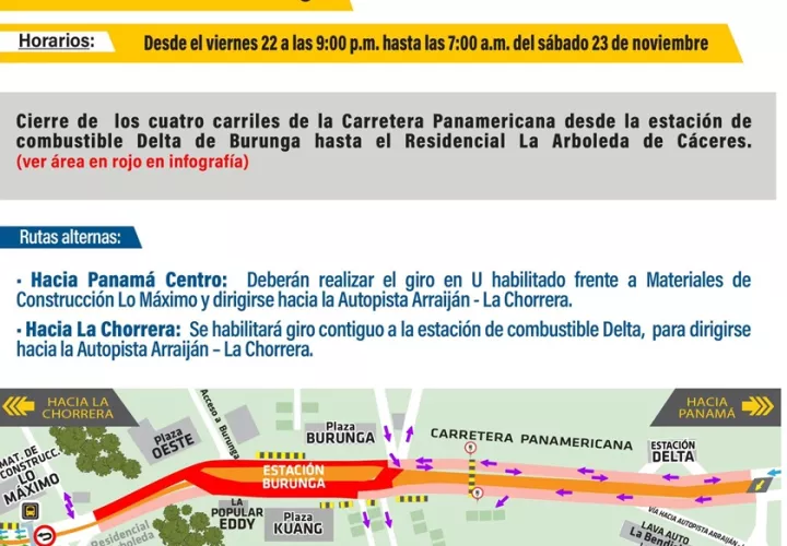 Información de los trabajos que se realizarán en los próximos días.