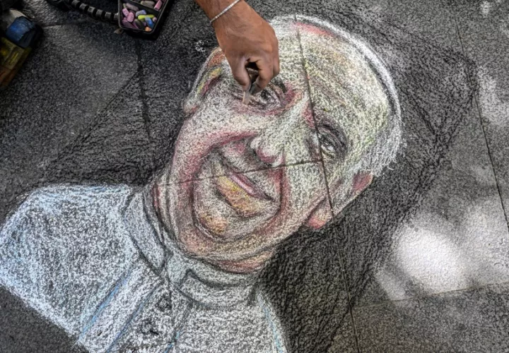 Un dibujo del papa Francisco. Foto: EFE