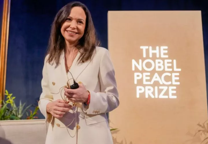 La líder opositora venezolana y Premio Nobel de Paz, María Corina Machado. Foto: EFE