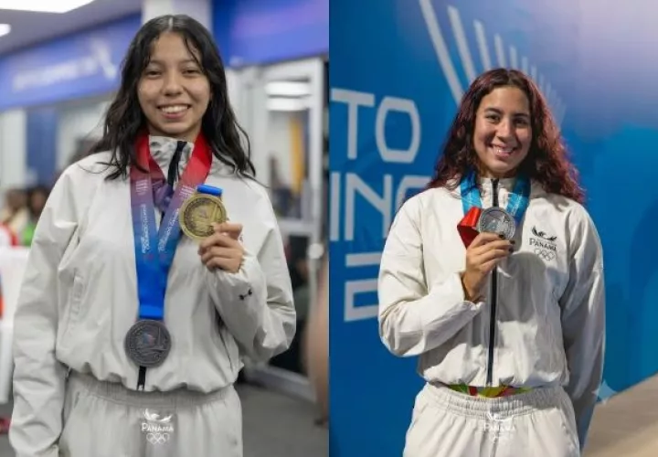 Ashley Castillo ganó oro en ajedrez, Emily Santos se apuntó plata en los 100 metros pechos en natación. Fotos: COP