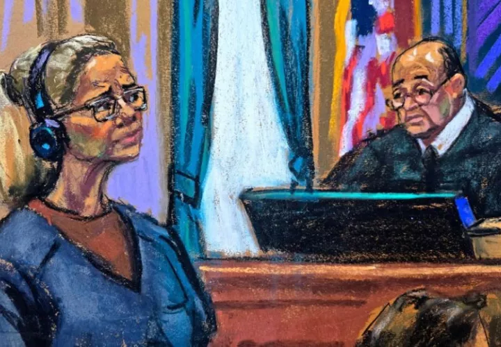 Fotografía de un dibujo realizado por la artista Jane Rosenberg que muestra a Cilia Flores. Foto: EFE