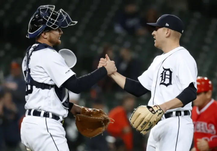 El receptor John Hicks de los Tigres de Detroit. AP
