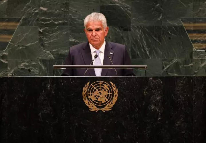 El presidente José Raúl Mulino también se refirió en su ponencia al Tratado de Neutralidad Permanente del Canal de Panamá y al proyecto del embalse en Río Indio.  CORTESÍA