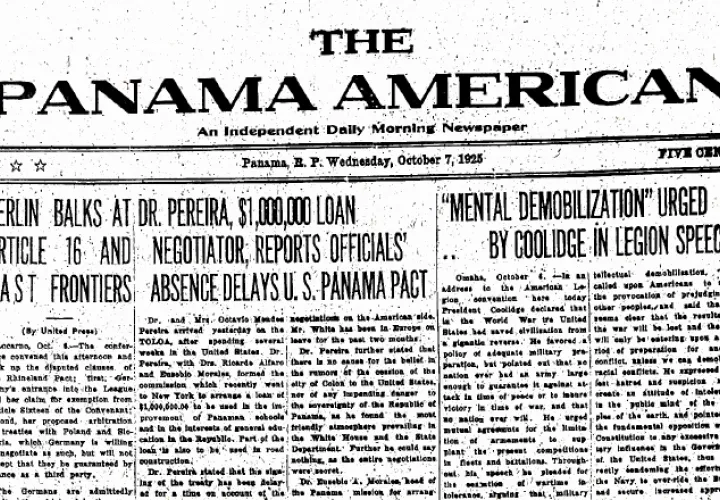 Primera edición de "The Panama American" publicada el 7 de octubre de 1925.