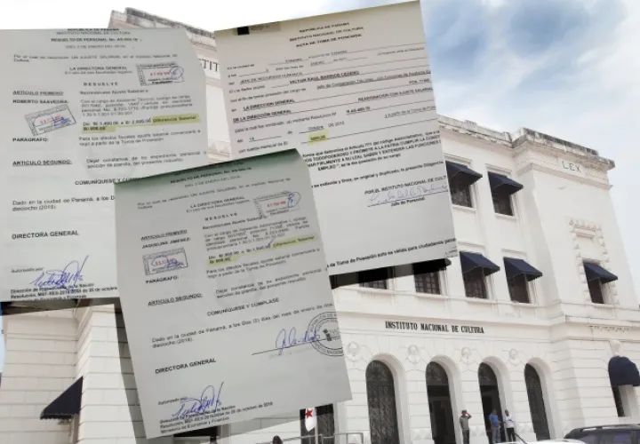 Resoluciones de aumentos salariales de hasta  por $600 para algunos funcionarios del Instituto Nacional de Cultura. /Foto Cortesía
