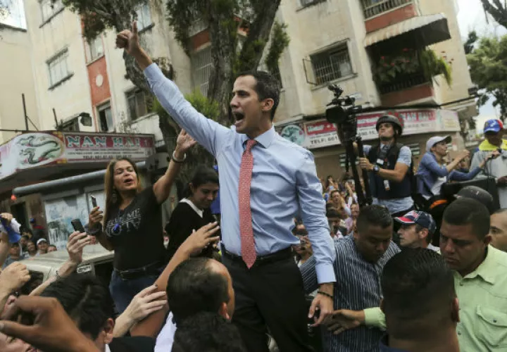 Juan Guaidó durante las protestas este martes en Caracas. Foto:AP. 