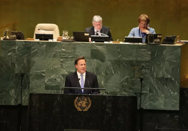 El presidente Juan Carlos Varela en su discurso de la ONU. 