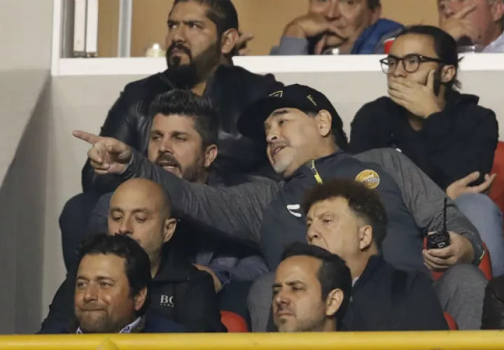 Diego Maradona en las gradas. Foto:EFE