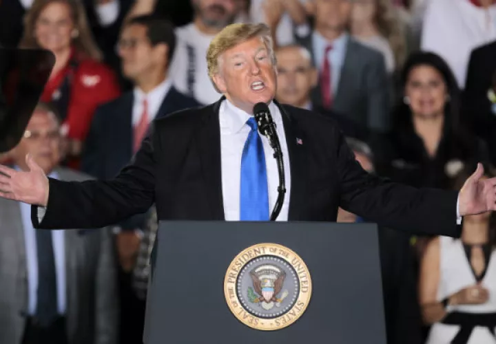 Donald Trump en su discurso en Miami, Estados Unidos. Foto: AP.