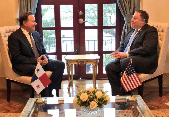 El Secretario de Estado de EE.UU se reunió con el presidente Juan Carlos Varela en la presidencia de la República. Foto: Cancillería de Panamá.
