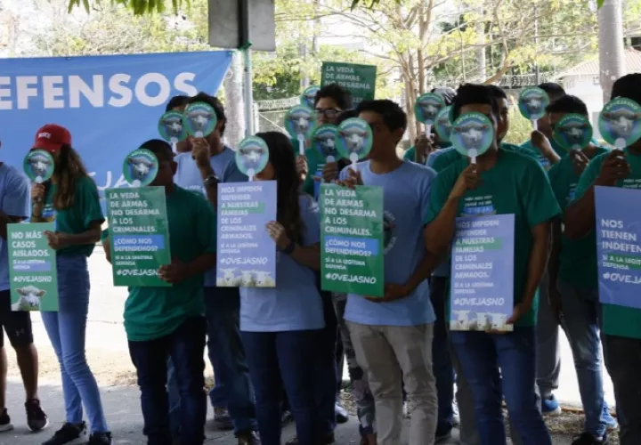 Ciudadanos protestan por la veda de armas.  Archivo