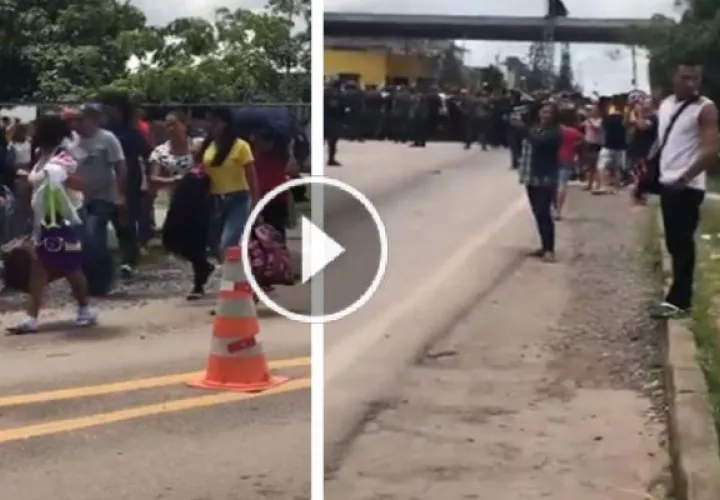 Los brasileños destruyeron y quemaron los campamentos venezolanos. Luego los obligaron a irse cantando en himno nacional de ese país. Foto: EFE.