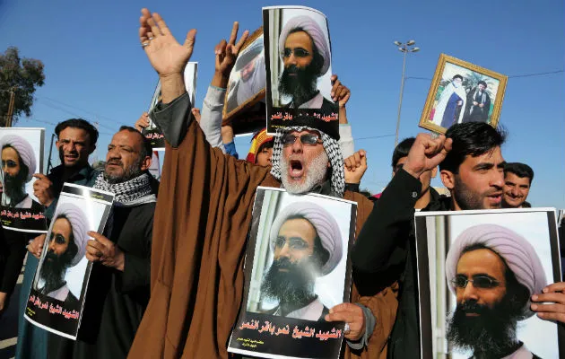 Protestan por la ejecución del clérigo chií Nimr Baqir al Nimr. Foto/ AP