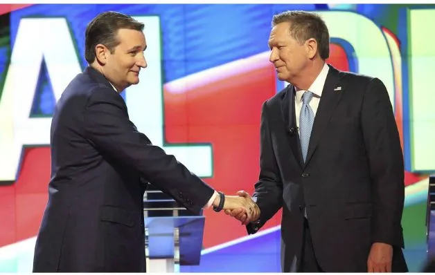Los republicanos Ted Cruz (i) y John Kasich (d) unen fuerzas contra el favorito Donald Trump.  / EFE