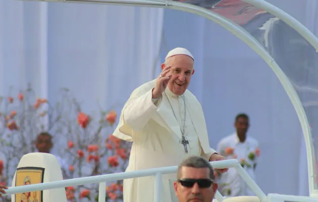 Papa Francisco: "Hoy podemos estar de rumba porque empezó hace mucho tiempo". Foto: Presidencia de Panamá.