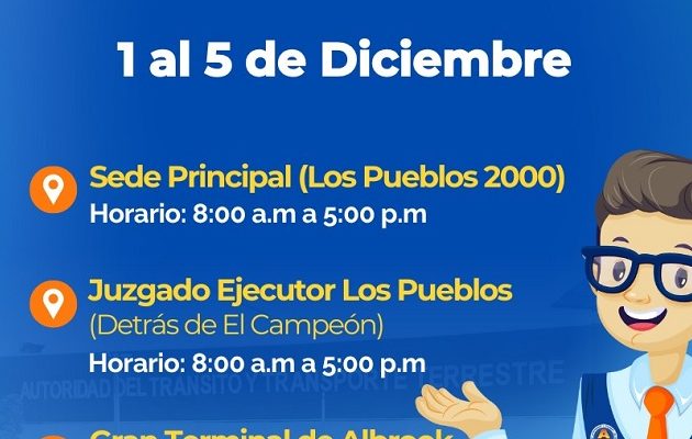 En Panamá Centro, la jornada será toda la semana; en algunas oficinas regionales solo lunes y mates. Imagen: Cortesía ATTT