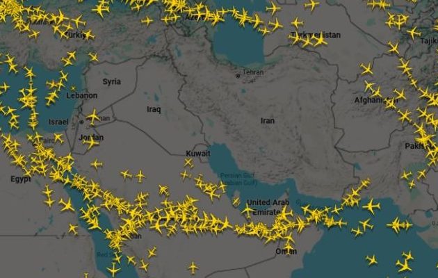 Espacio aéreo sobre Irán sin vuelos debido a la amenaza de ataques con misiles por parte de EE.UU. e Israel. Foto: EFE