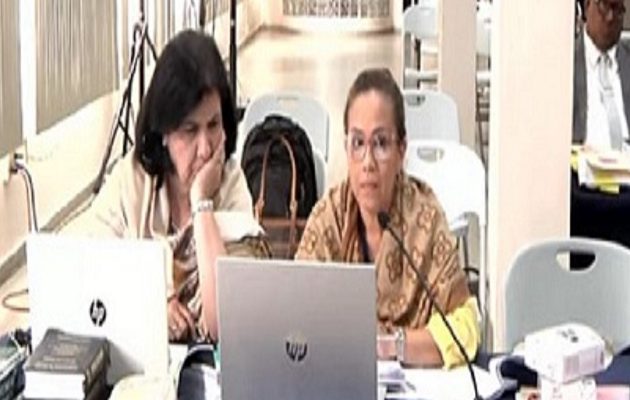 Las fiscales Ruth Morcillo y Jenisbeth Malek en el acto de audiencia del caso Odebrecht.  Cortesía 