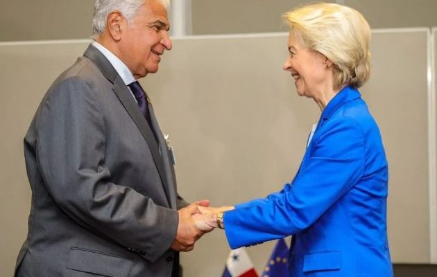 El presidente José Raúl Mulino junto a la presidenta de la Comisión Europea, Ursula von der Leyen. Foto: Cortesía