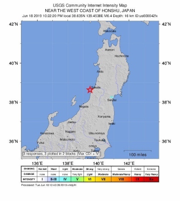 De acuerdo con la Agencia Meteorológica de Japón, el movimiento sísmico, que generó una alerta de tsunami en tres prefecturas, tuvo una intensidad de 6 grados (rango superior) en la escala japonesa (de 7 grados) en la región de Niigata, y se sintió con fuerza en la mitad norte de Japón. FOTO/EFE