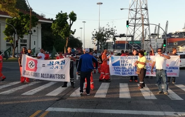 Protesta de los trabajadores de Panamá Ports Company.