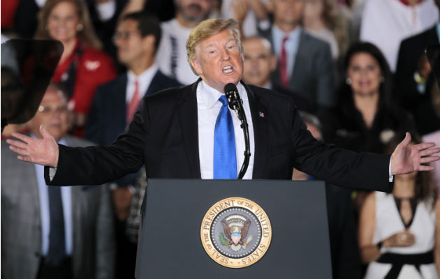 Donald Trump en su discurso en Miami, Estados Unidos. Foto: AP.