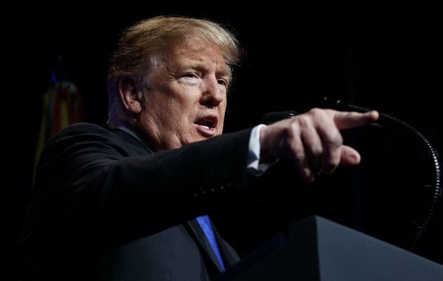 Trump en su discurso en el Pentágono. Foto: AP.