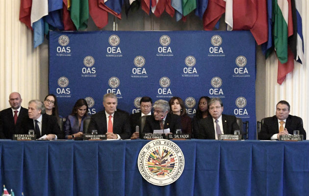 Reunión de la OEA en Washington con la asistencia del presidente colombiano Iván Duque. Foto: EFE.