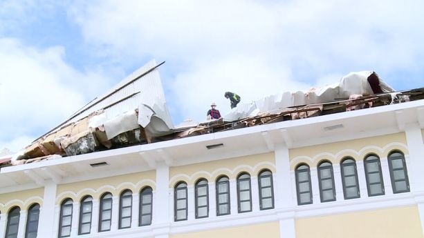 El ala izquierda de la Cancillería fue la que resulto afectada producto del fuerte temporal.